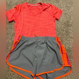 Nike Women’s Gray Athletic Shorts with Bright Orange Trim